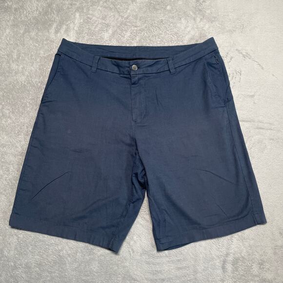 Lululemon Shorts Mens 36 Blue Commission Relaxed Qwick Oxford Casual Basic - Picture 1 of 10